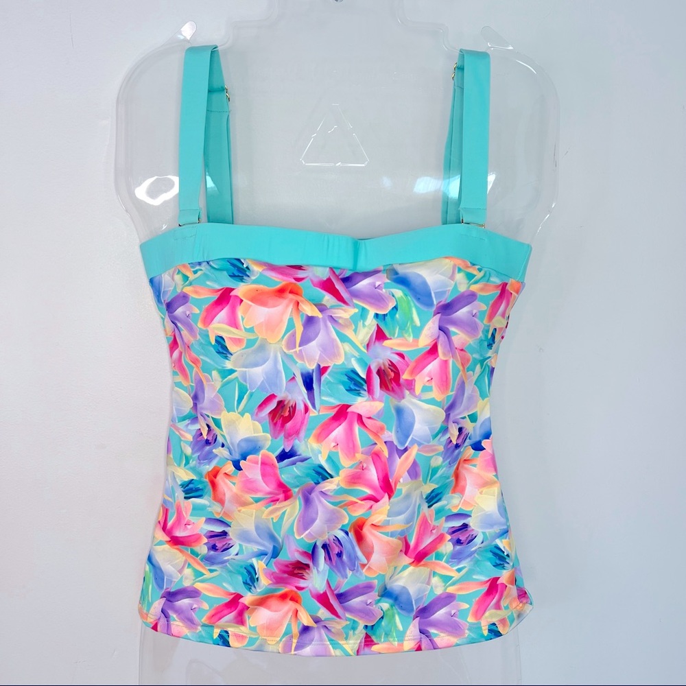 NEW PHAX Blue Floral Tank Top Swim Suit Top Size Medium